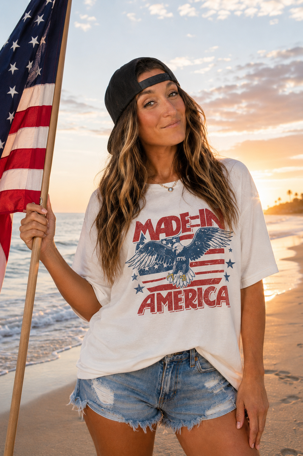 Made in America Eagle Graphic Tee — 1776 Vintage Flag