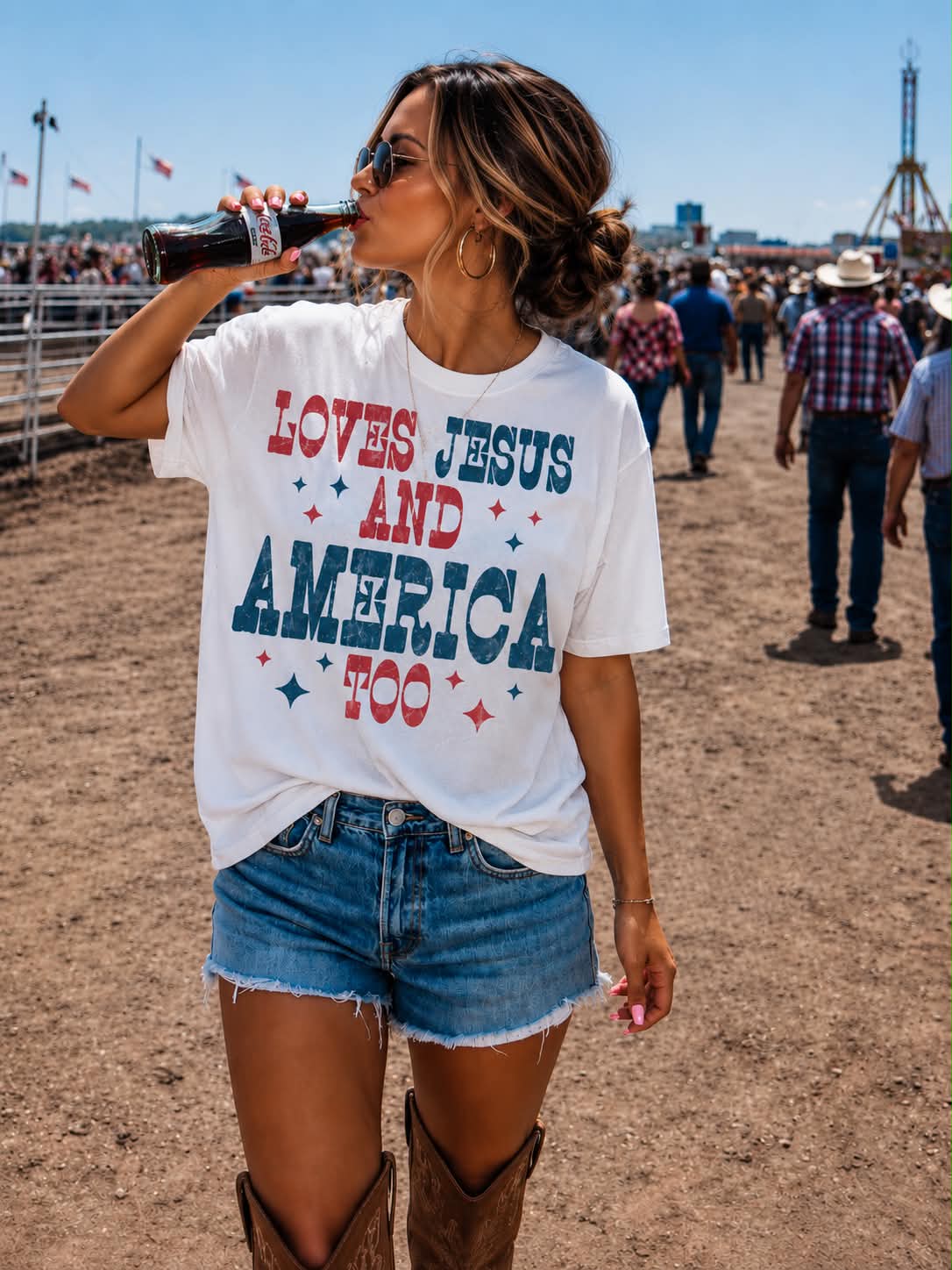 Loves Jesus and America Too Graphic Tee