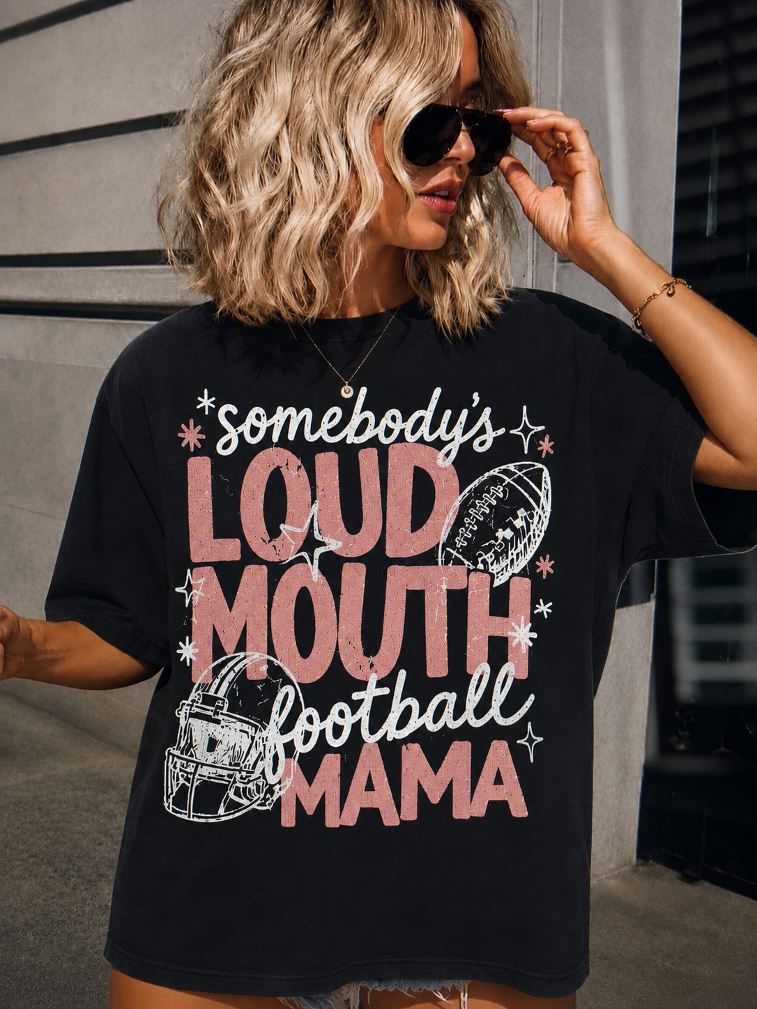 Somebody's Loud Mouth Football Mama Tee