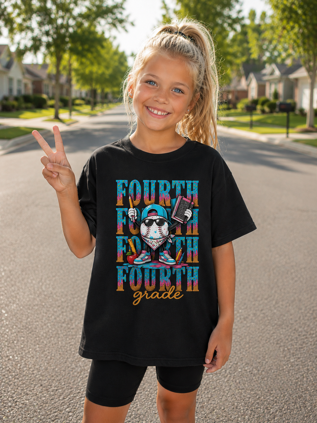 Kids 4th Grade Back to School Drippy Tee