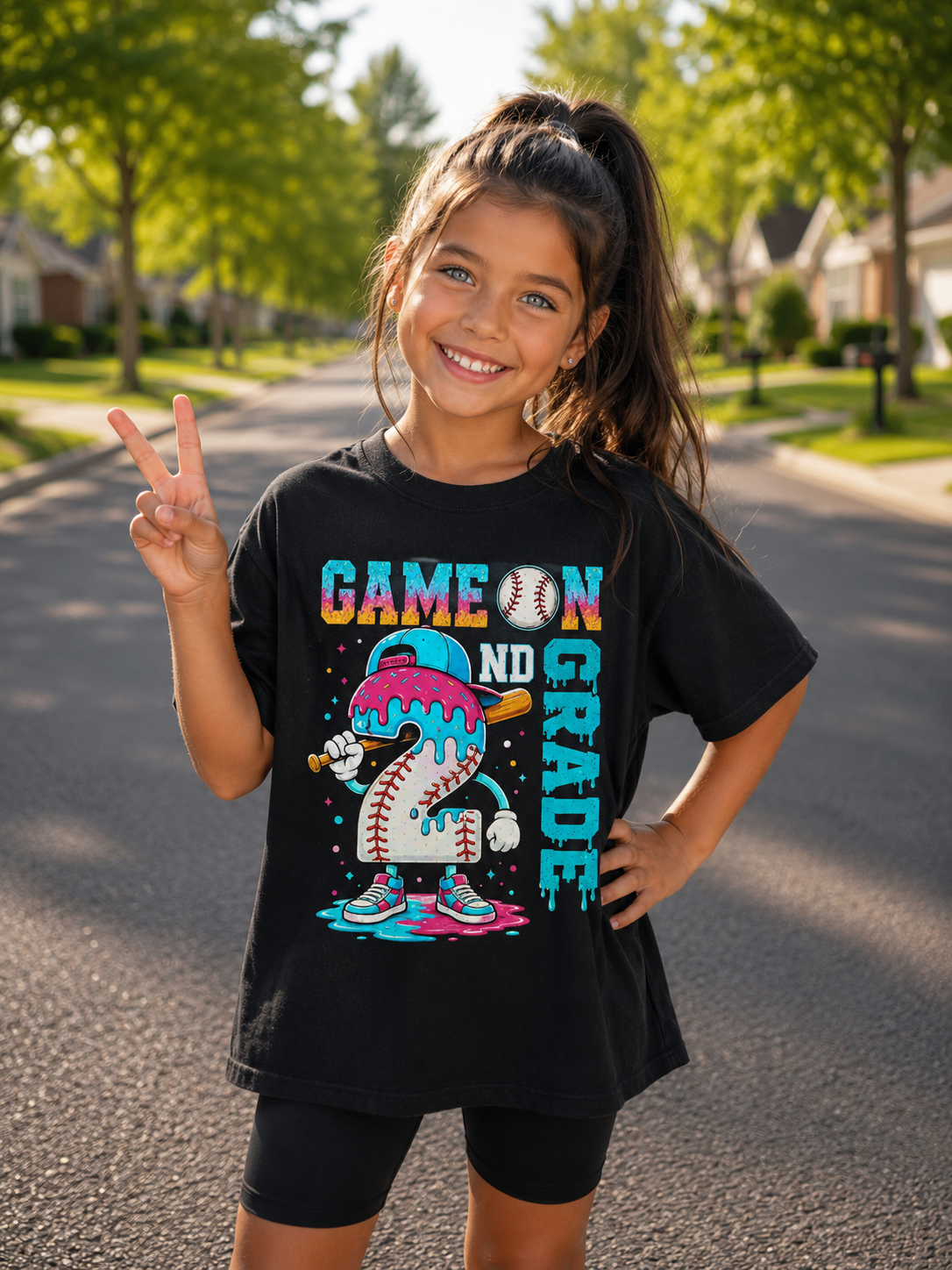 Game On 2nd Grade Drippy Tee